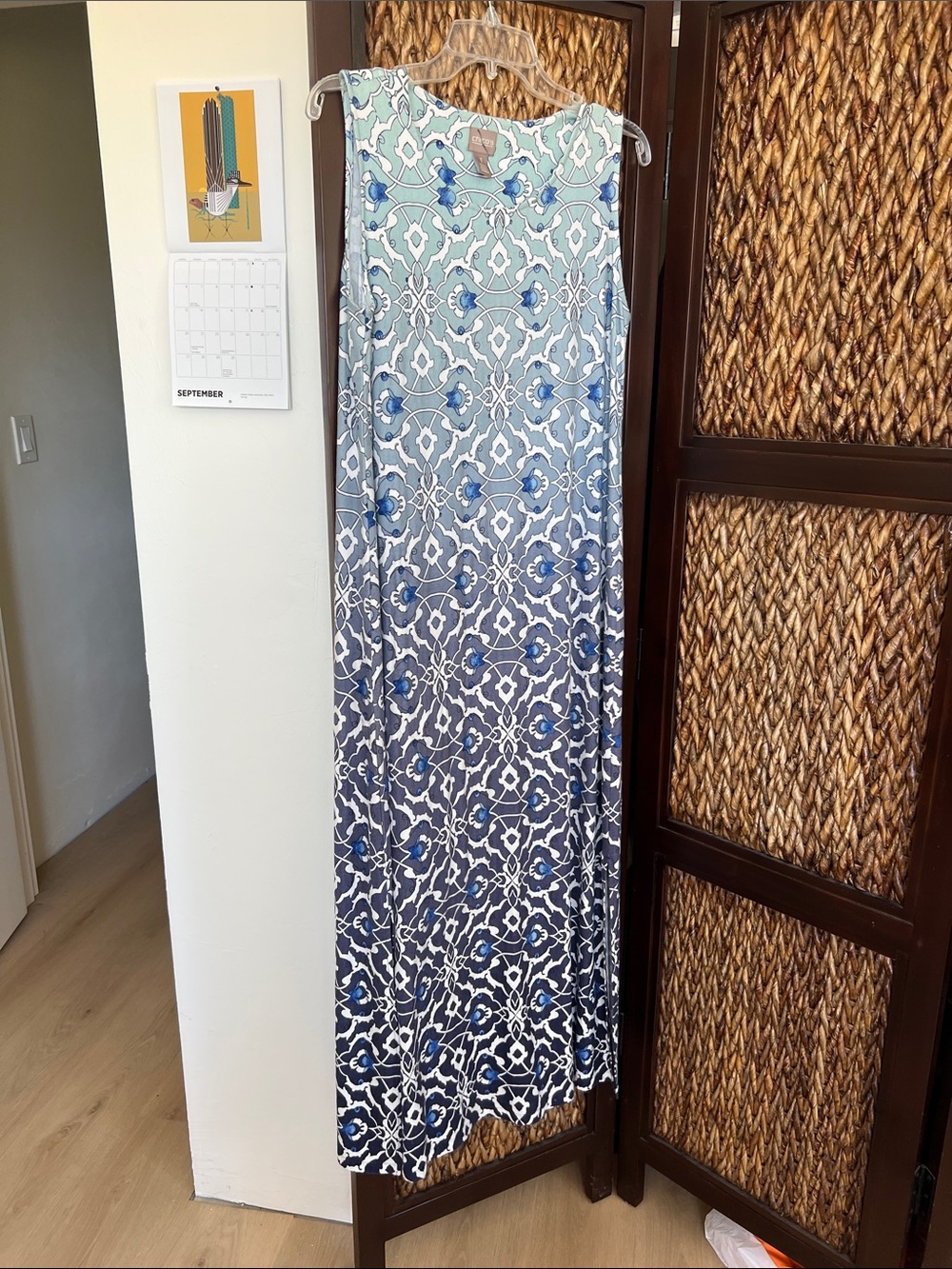 Chicos size 1 Sleeveless Ombre Blue Pattern Maxi Skirt